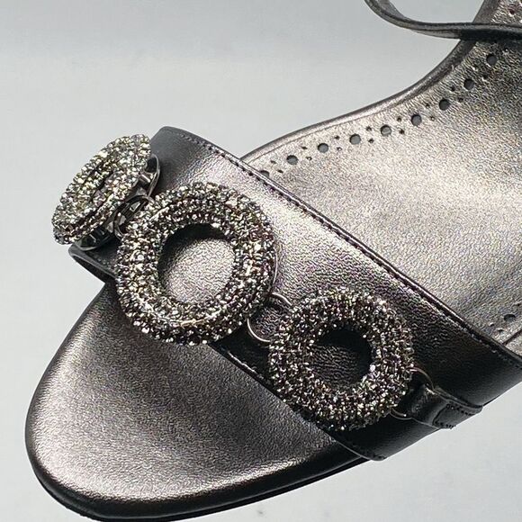 Manolo Blahnik Alvisa Crystal-Embellished Metallic Leather Sandals size 40 - Picture 10 of 13